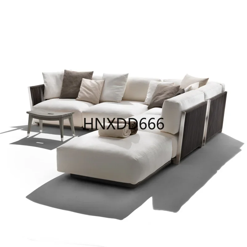 Outdoor sofa combination rattan furniture rain and sun protection stainless steel
