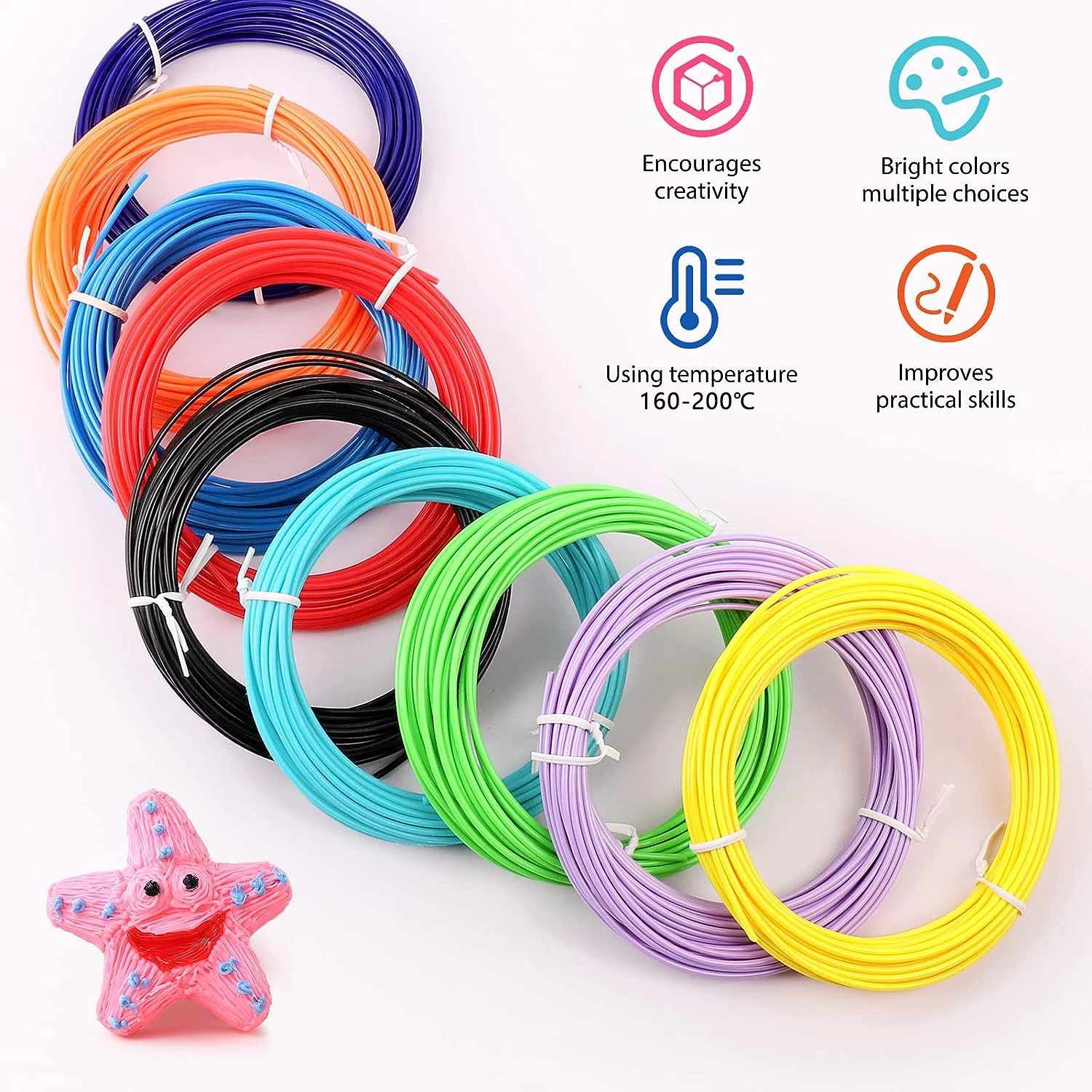 25M PLA PCL 3D Printing Pen Consumables Colored Odorless Safety Plastic Filament Diameter 1.75mm For 3D Printing Pen