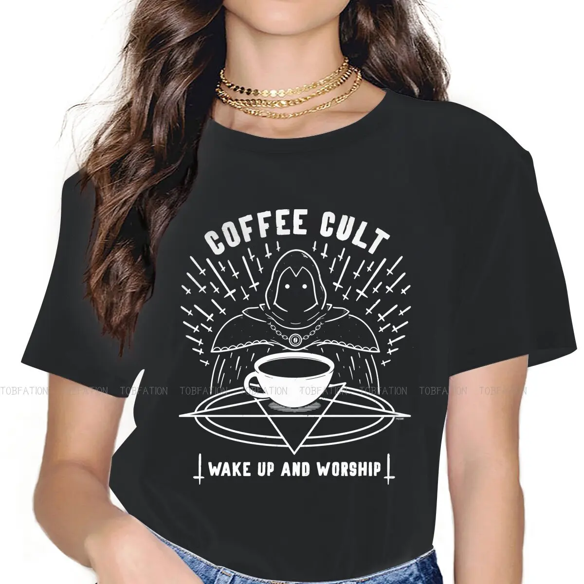 WAKE UP AND WORSHIP Harajuku TShirt The Morning Ritual Cartoon Style Tops T Shirt Female Tee Special Gift Idea