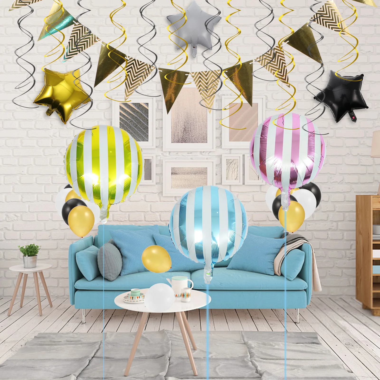 

15 Pcs Candy Colored Balloons Party Birthday Supplies Decoration Round Striped Ballon Gonflable