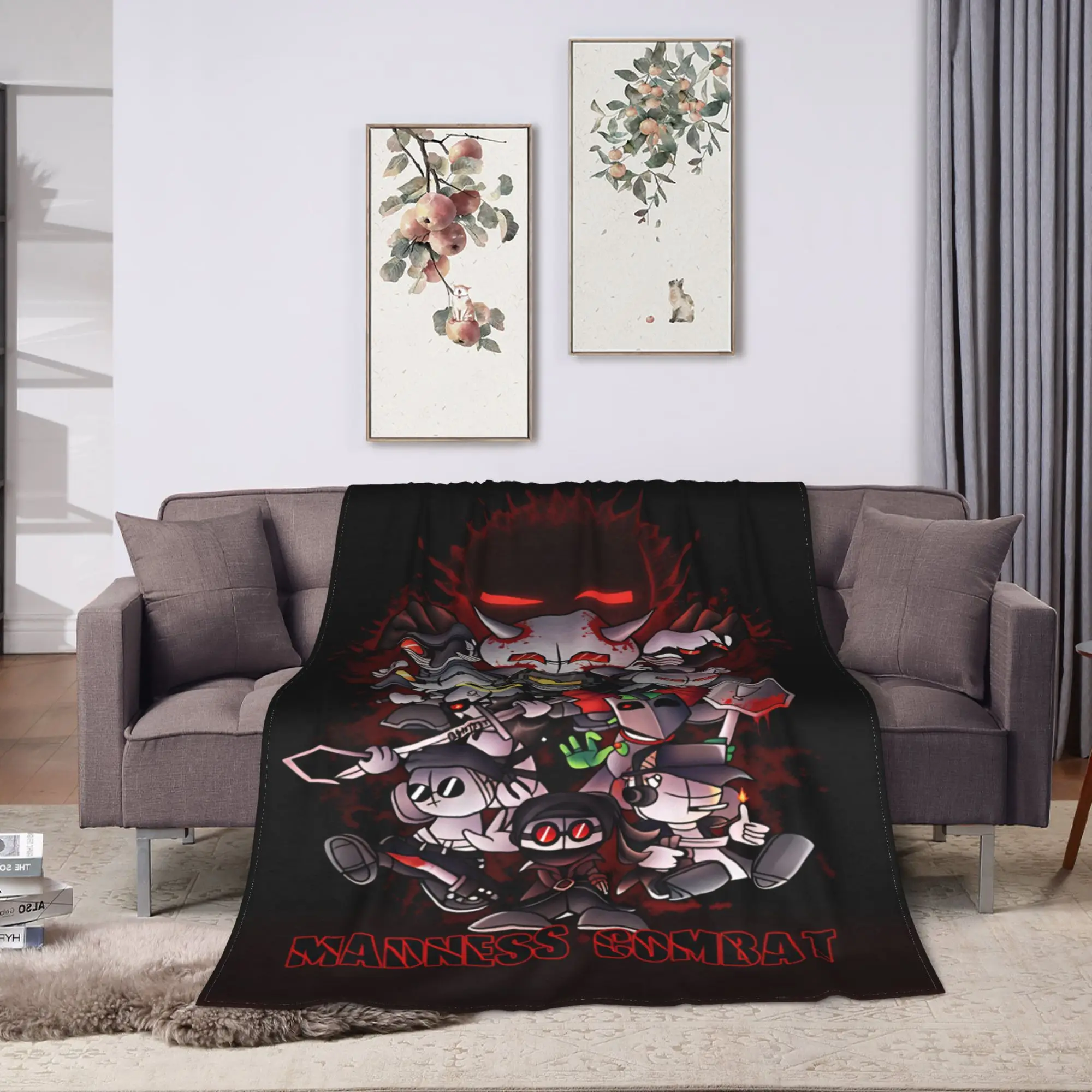 MADNESS COMBAT Soft Blankets  Camping Plush Throw Blanket Graphic Couch Chair Flannel Bedspread Sofa Bed Cover