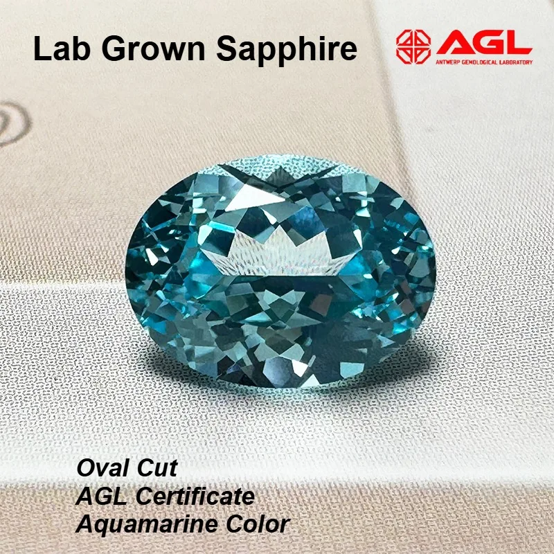 

Выполненный в лаборатории сапфир овальной формы цвета аквамарина VVS1 DIY кольцо ожерелье серьги основные материалы с сертификатом AGL оптом