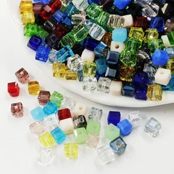 4mm 6mm 8mm Cubic Square Crystal Glass Loose Beads For DIY Earrings Necklace Bracelets Jewelry Making Spacer Beads Needdlework