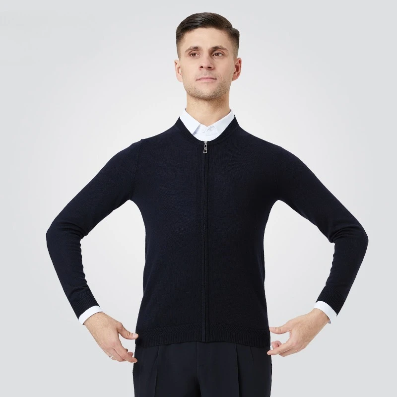 Customized Wrinkle Resistant Long Sleeved Wool Sweater for Men and Women Knitted Sweater Solid Color Zipper Dance Outfit