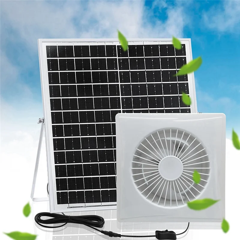 B67C Ventilation 6-Inch High-Speed Solar Silent Fan With 8W Panel Shed Solar Exhaust Fan For Chicken Coops,Greenhouses,Sheds B
