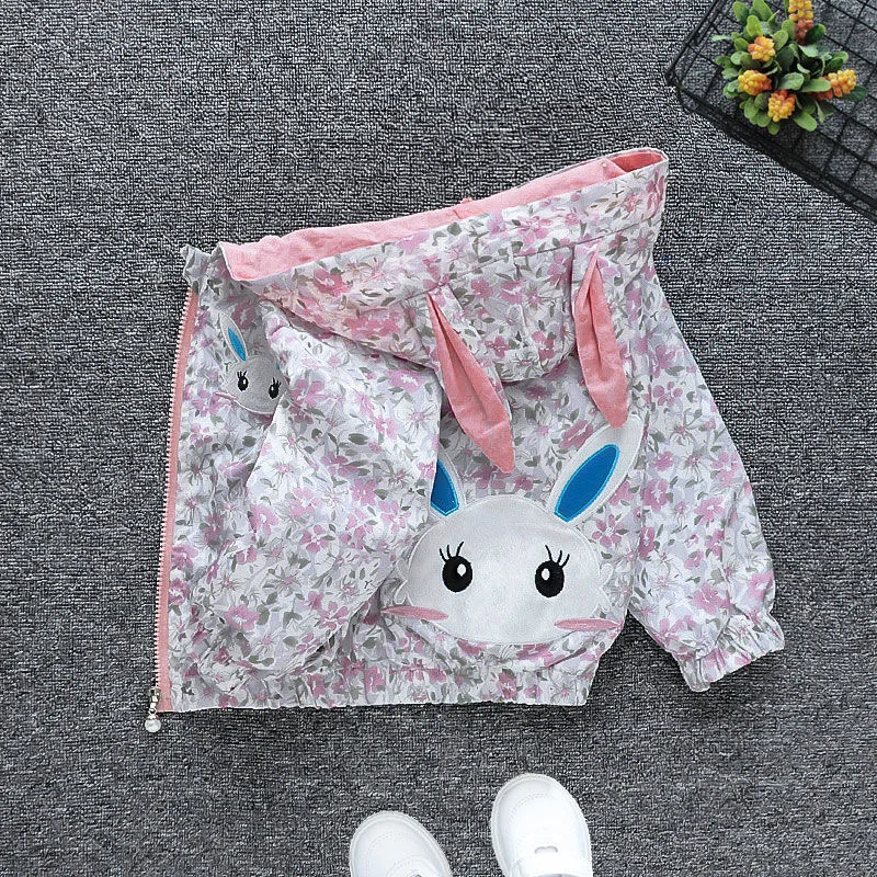 

1 2 3 4 5 6 Years Baby Girls Jackets Casual Hooded Zipper Boy Windbreaker Coat Cute Cartoon Children Outwear Autumn Kids Clothes