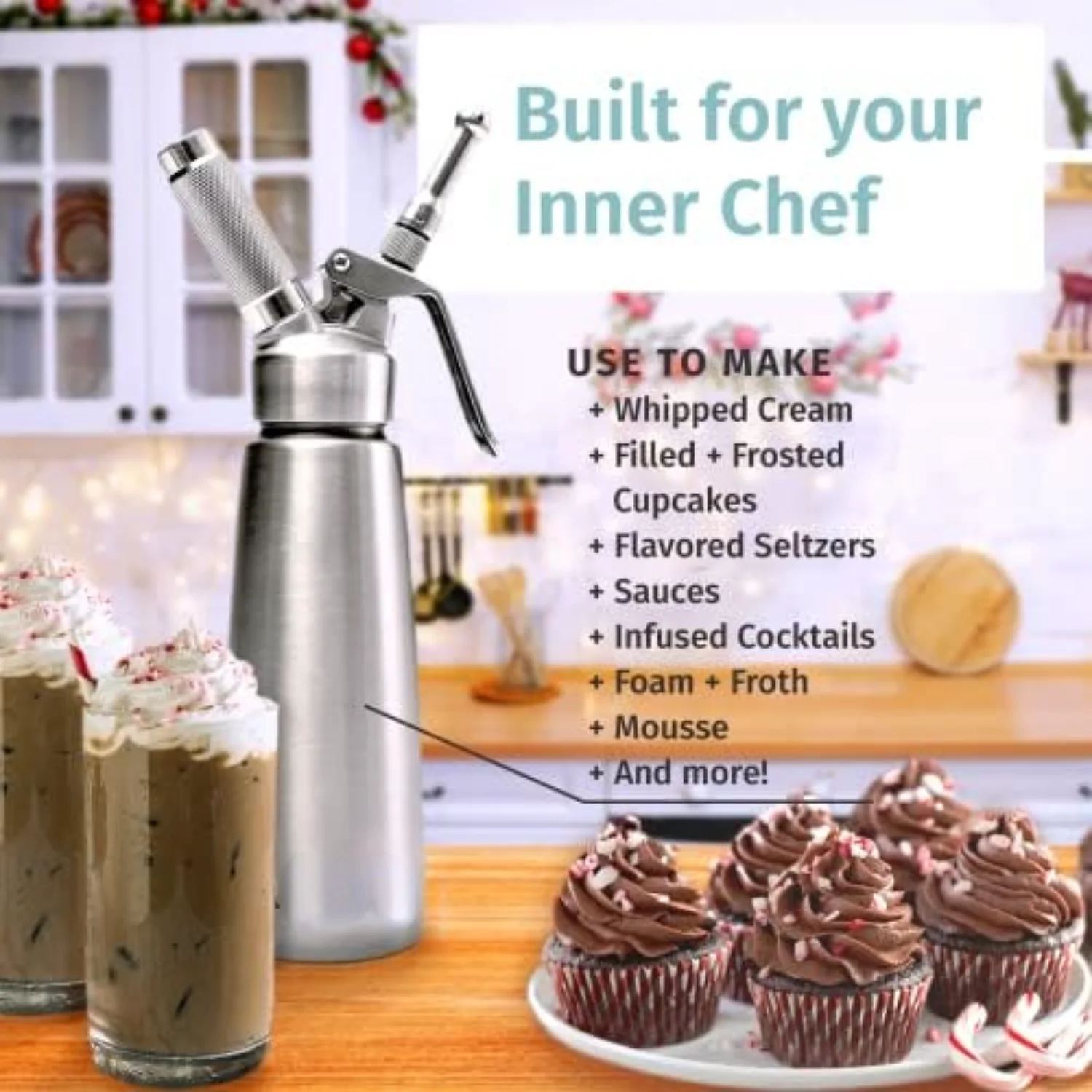 Whipped Cream Dispenser Stainless Steel - Professional Whipped Cream Maker - Gourmet Cream Whipper - Large 500ml / 1 Pint Capaci