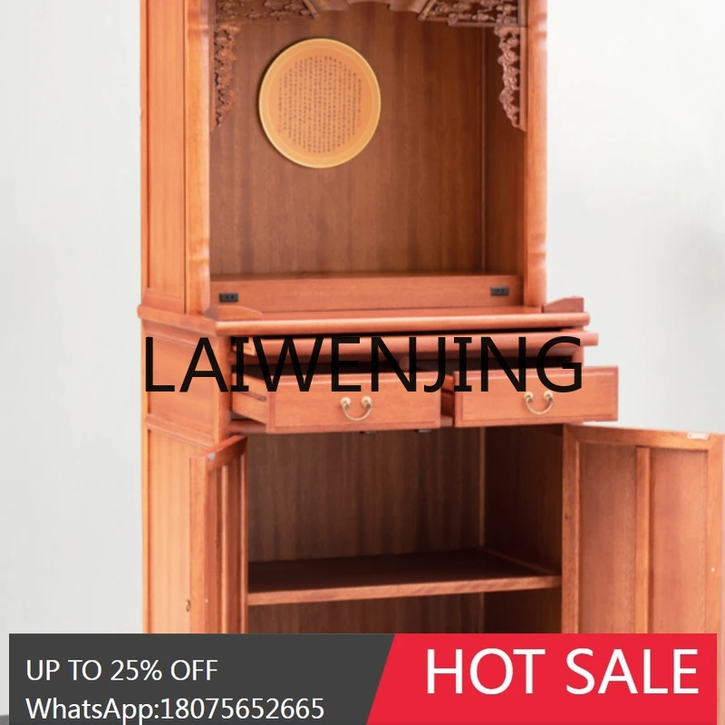 RWJ Solid Wood Home New Chinese Style Enshrine God of Wealth Buddha Cabinet Buddhist Hall Altar Shrine Cabinet