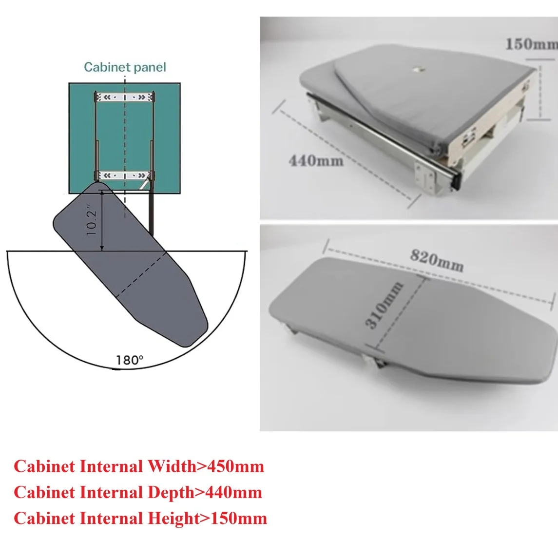 Pull Out Swivel Iron Board Closet Wardrobe Conceal Soft Closing Retractable Folding