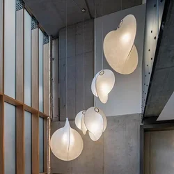 Japanische Wabi Sabi Seide Anhänger Lichter Treppen Loft Licht Esszimmer Dekor Auszusetzen Innen Beleuchtung Led Kronleuchter Lampe Leuchten