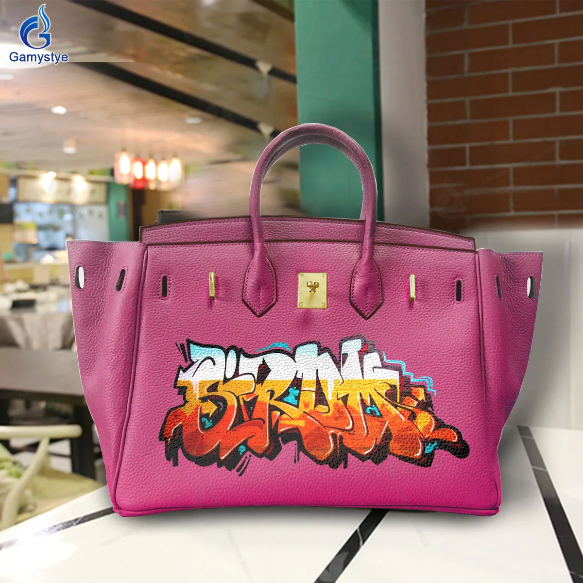 Art Print Colorful and cute graffiti in English Customize Totes Ladies purses and handbags Messenger Clutch Totes Big Capacity