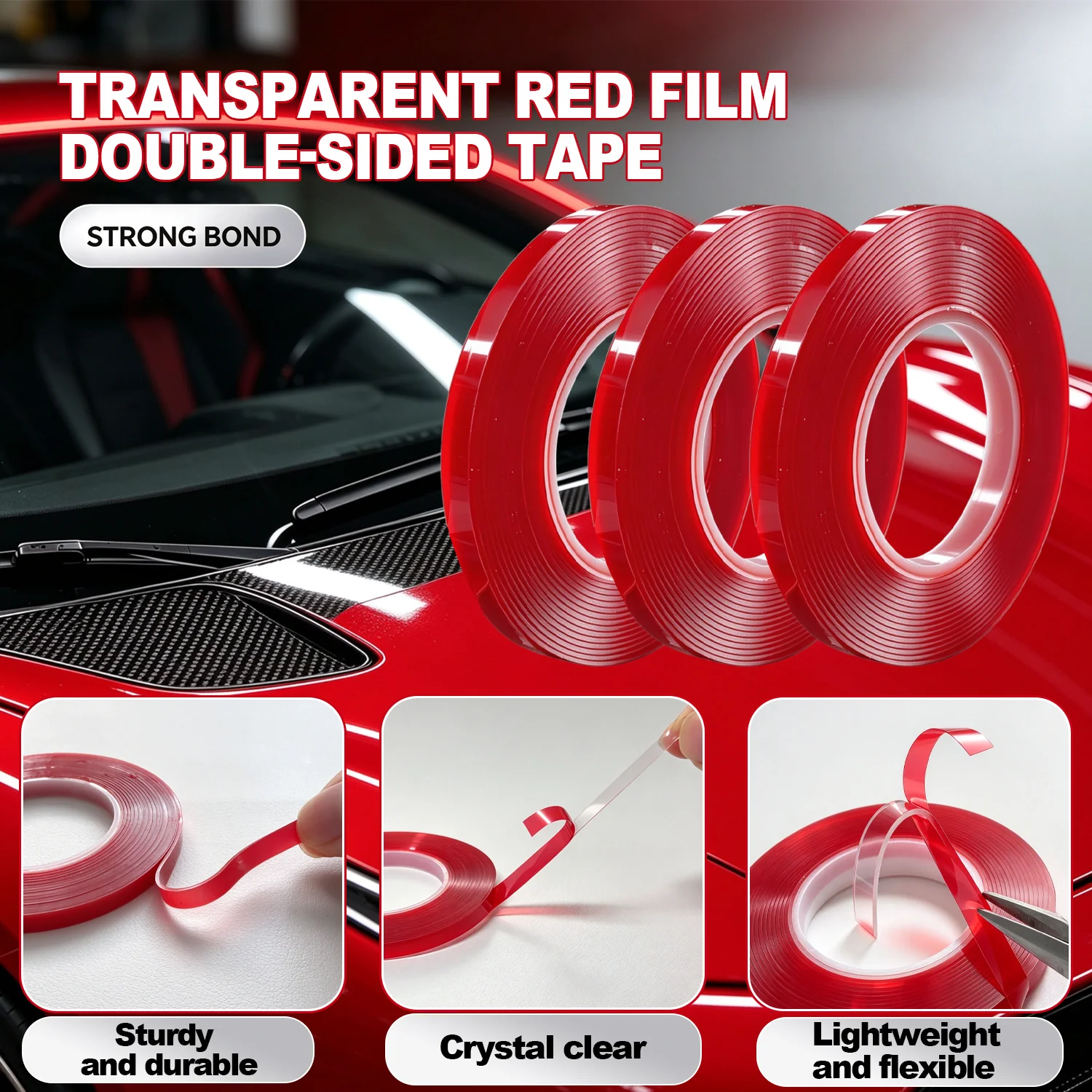 1/3/5 Transparent Silicone Double Sided Tape Sticker For Car High Strength High Strength No Traces Adhesive Sticker Living Goods