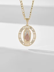 guadalupe religious religious necklace women zirconia copper rass miraculous medal catholic saint virgin mary gift chain