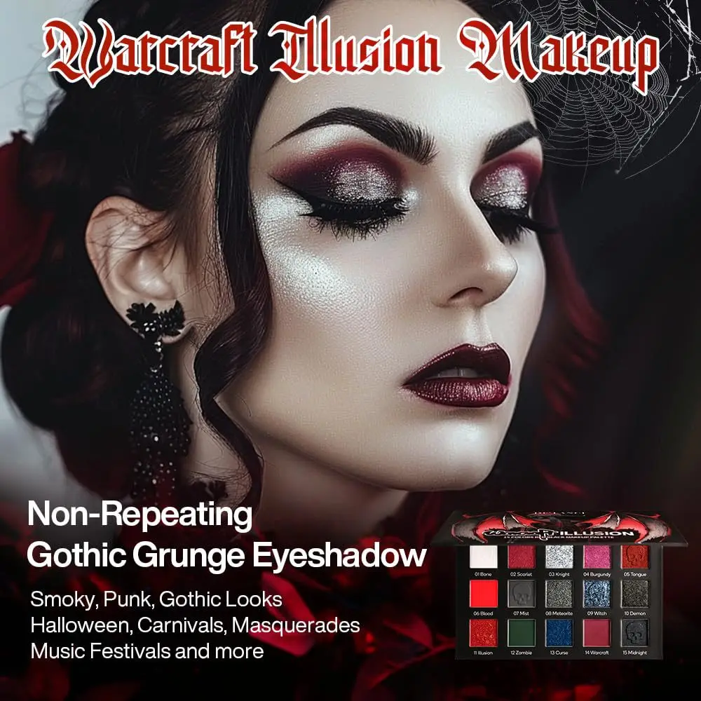 Fifteen-color Gothic Rose Shimmer Eyeshadow, A Fine Glitter Non-removable Eyeshadow Palette
