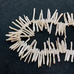 Irregular Natural Freshwater Pearl Loose Beads White Baroque Toothpick-shaped Pearl Beads DIY Bracelet Necklace Accessories