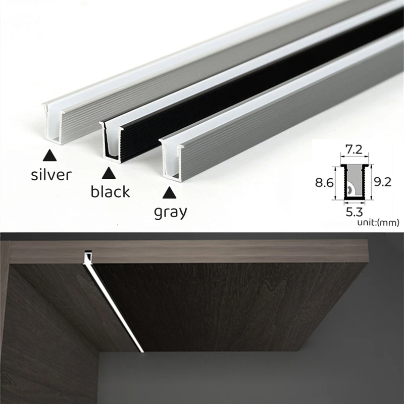 Mini Ultra-thin LED Cabinet Aluminum Profiles Strip Lamp Recessed Invisible Channel Milky Diffuser Closet Shelf Panel Bar Lights