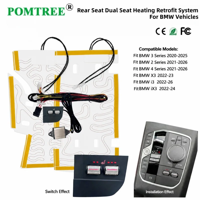 Built-in Car Seat Heating System Kit Fit For BMW X3 I3 IX3,Including Dedicated Heating Pads & Special Switch,Fit 2 Seats
