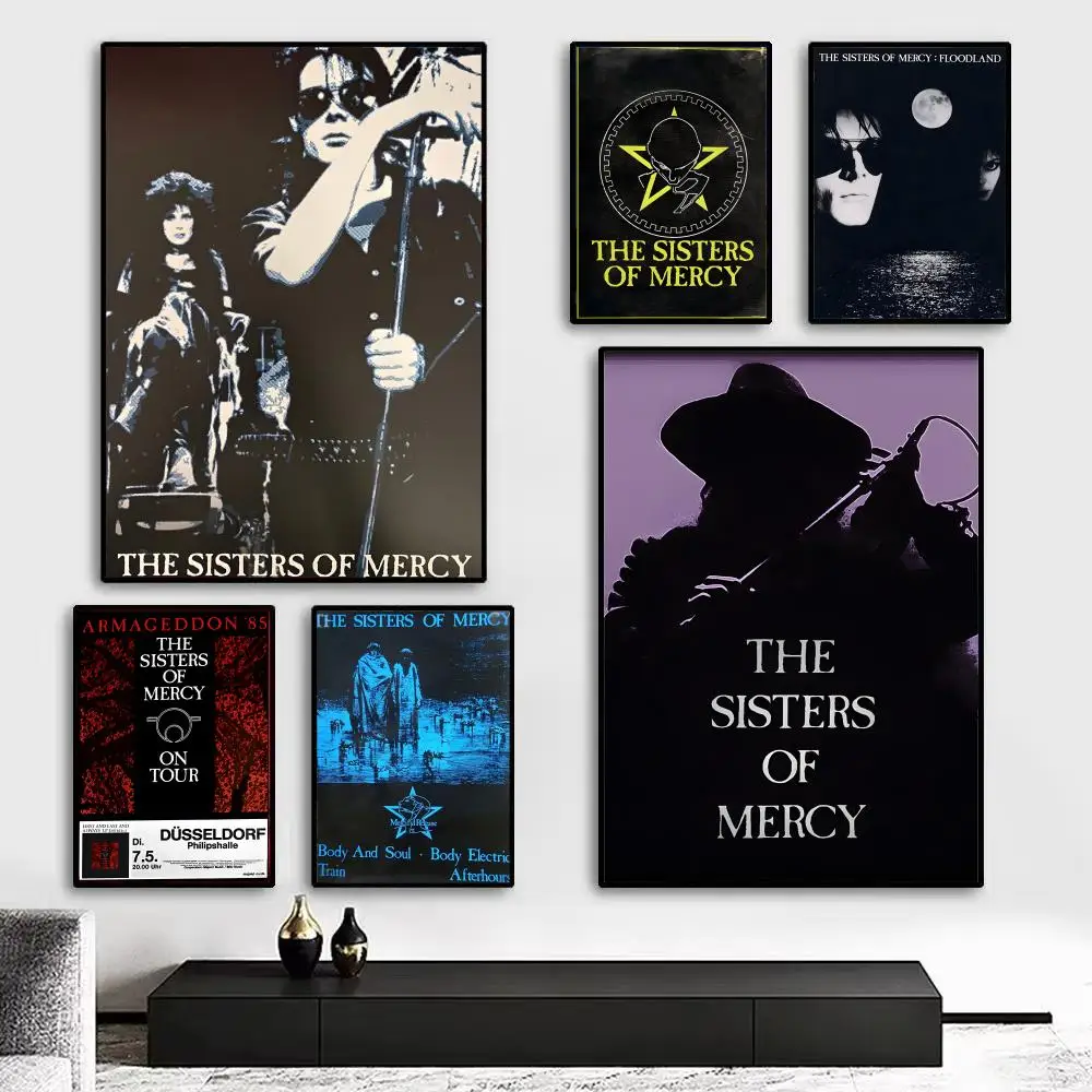 Band T-The Sisters of Mercy Poster Kunstdruck Wanddekoration, ideal für Wohnzimmer, Schlafzimmer, Bar, Salon und als Geschenk für Zuhause