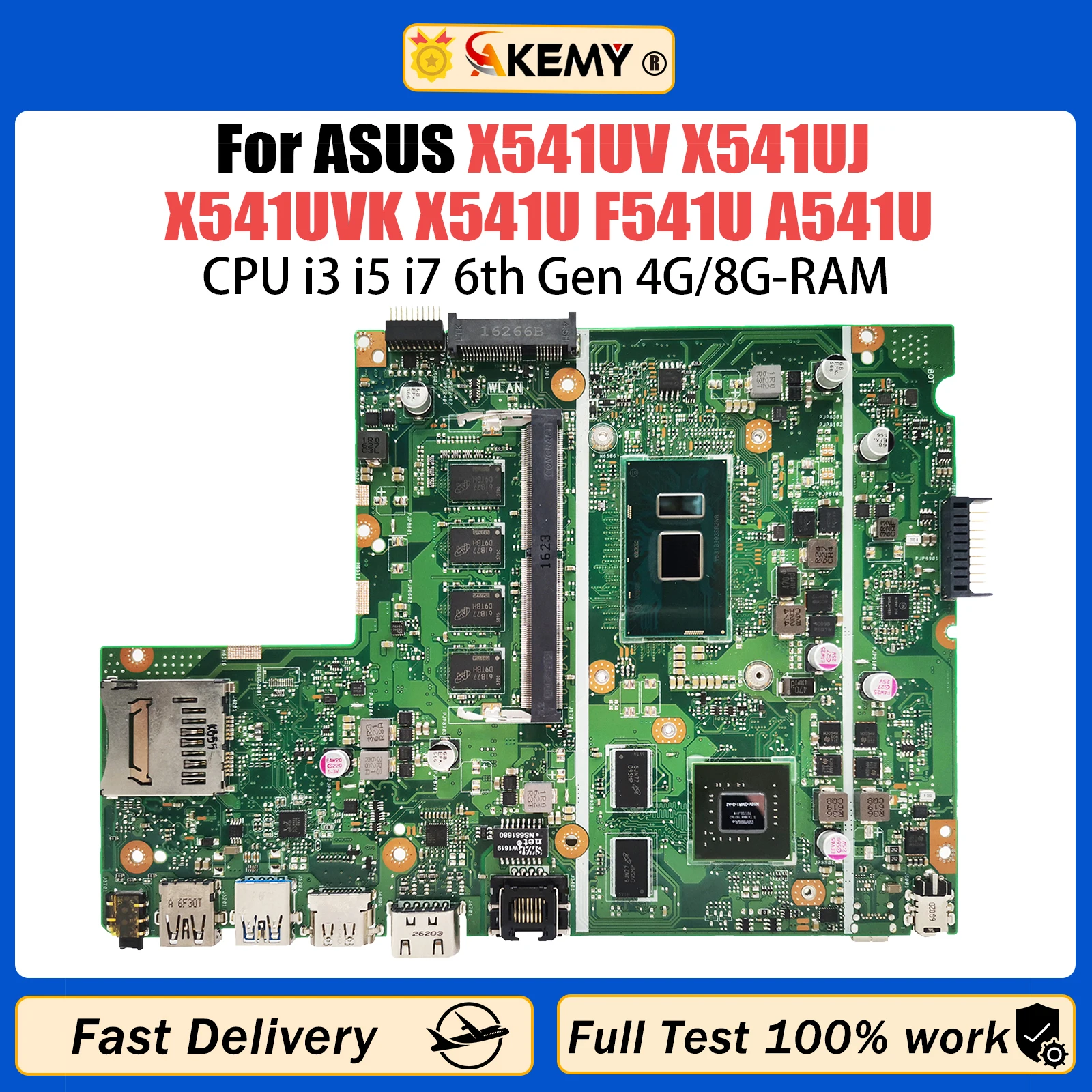 

X541UV Laptop Motherboard For ASUS X541UJ X541UVK X541U F541U A541U Mainboard I3 I5 I7 CPU GT920M 4GB/8GB RAM