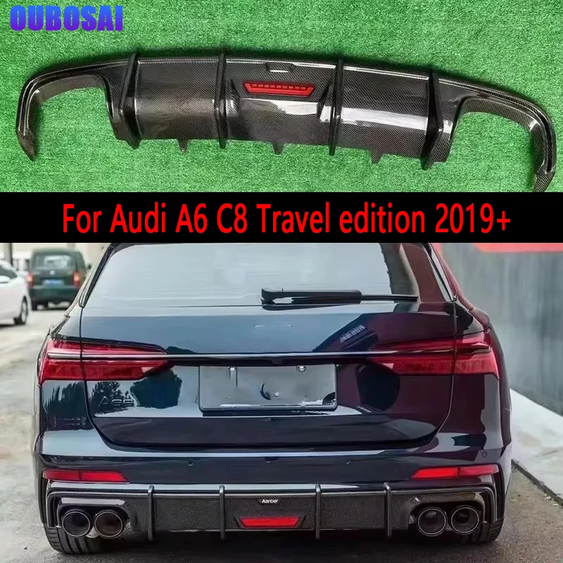 

Для Audi A6 C8 Travel edition 2019+ автомобильный задний бампер из углеродного волокна, диффузор, задние сплиттеры, спойлер, комплект кузова для задней губы