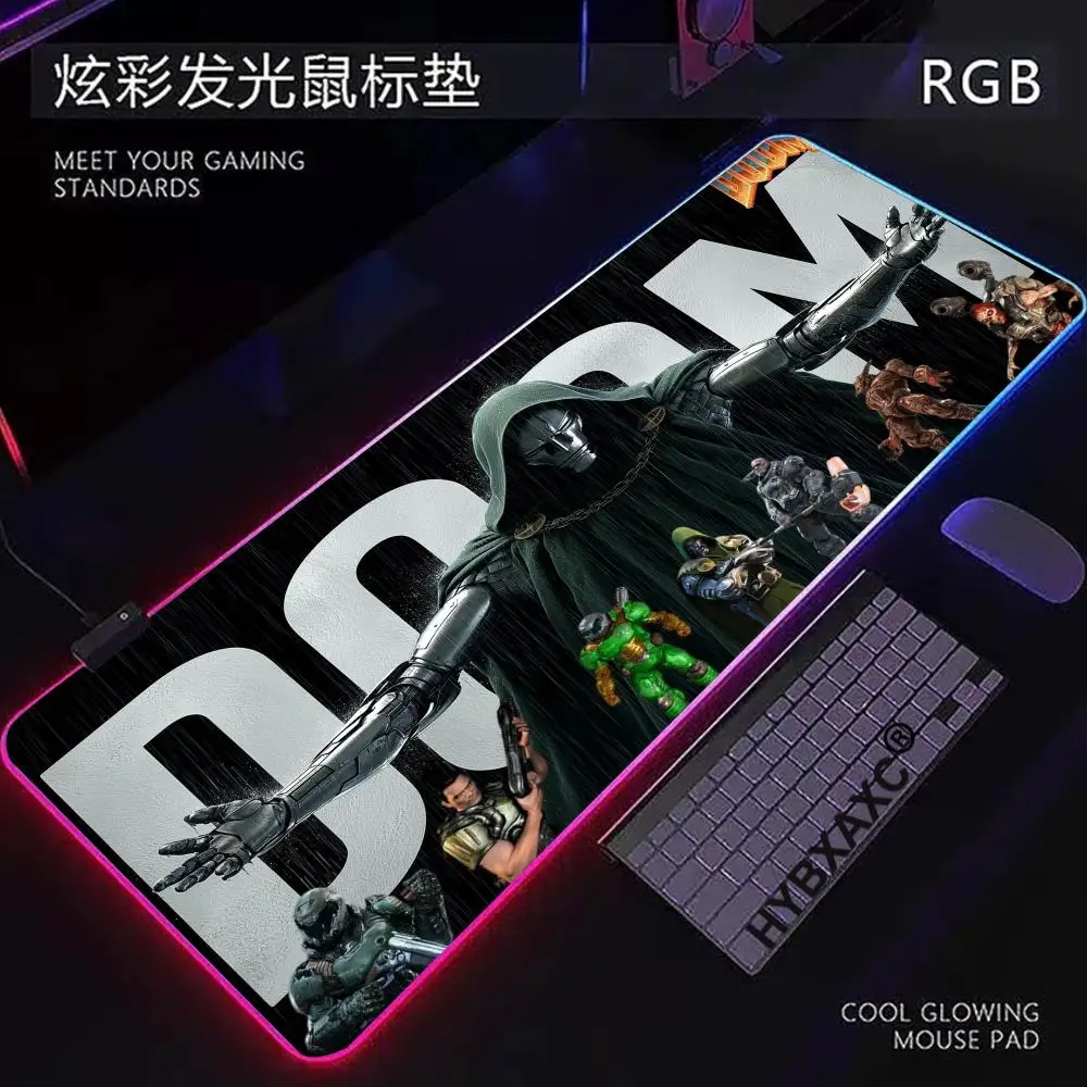 

RGB LED HD Popular games D-Doom Mousepad HD Large Gaming Mouse Pad LockEdge Computer Keyboard Table DeskMat Hot-selling HYBXAXC
