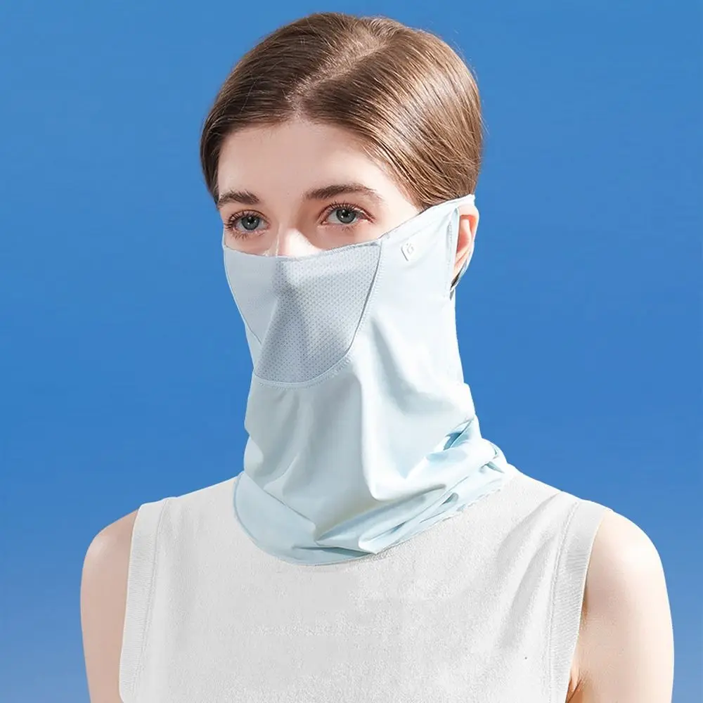 Máscara con solapa para el cuello para hombres, velo de protección solar Anti-UV, seda de hielo, máscara de cuello para mujeres, máscara facial de pesca, protector solar de verano