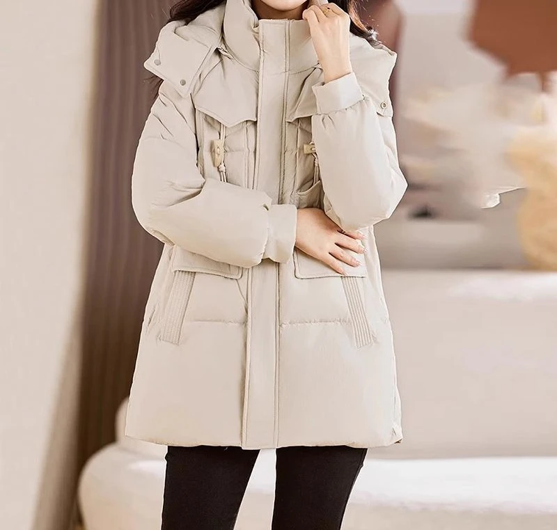 Manteau d'hiver épais mi-long haut de gamme rembourré en coton pour femme, nouvelle collection 2025
