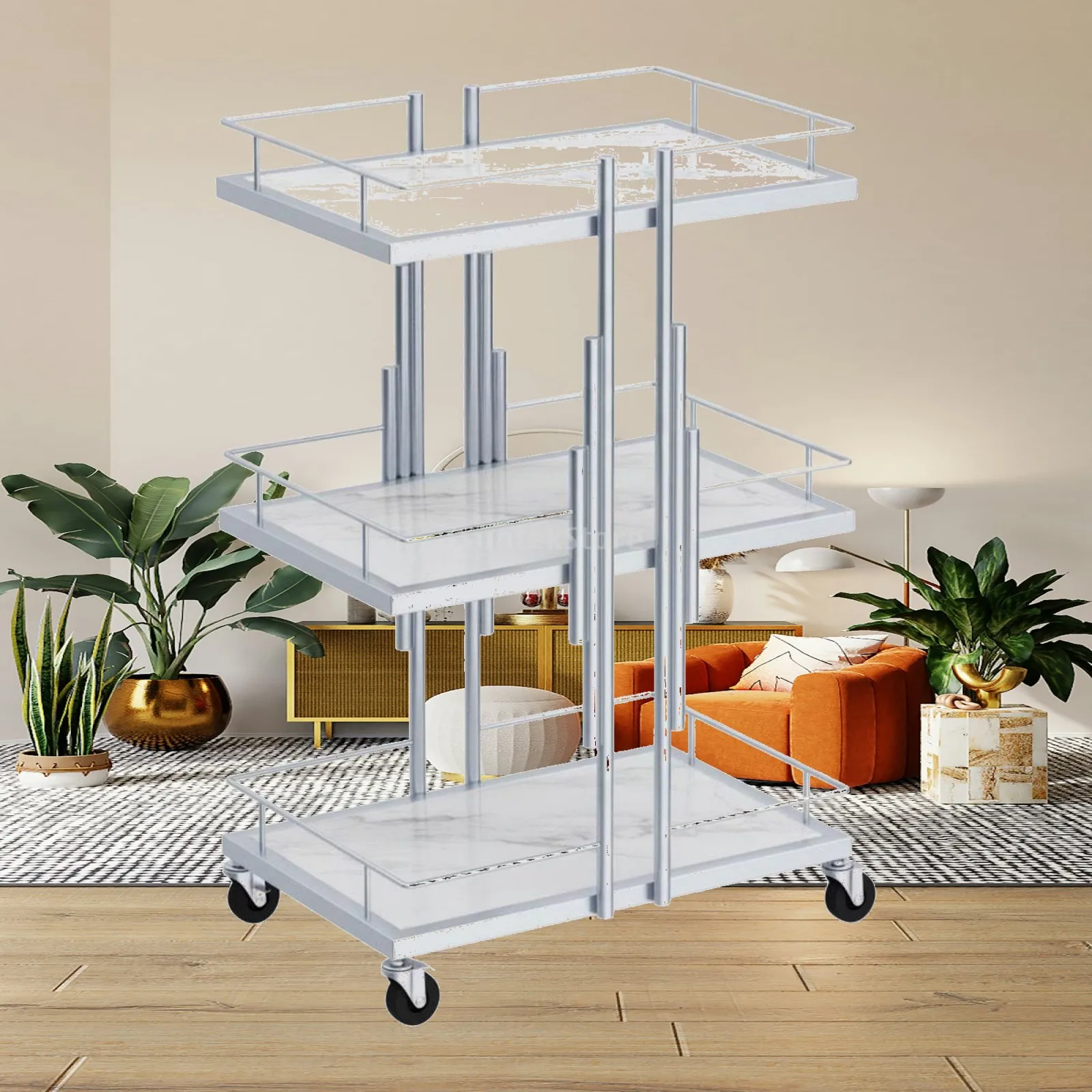 Versatile Salon Trolley Three Level Rolling Beauty Cart Organizer with Silent Casters for Salon Home Décor