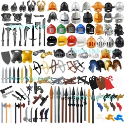 Military Medieval Building Blocks Solider Figures Weapons Crusader Spartan Knights Accessories Warrior Sword Helmet Tomahawk Toy