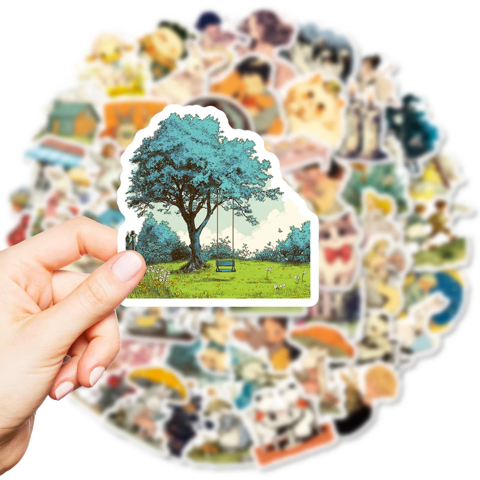 

10/56PCS Cartoon Fairy Tale Graffiti Stickers INS Vibe Aesthetic for Water Bottle Phone Computer Notebook Stationery Travel Bag