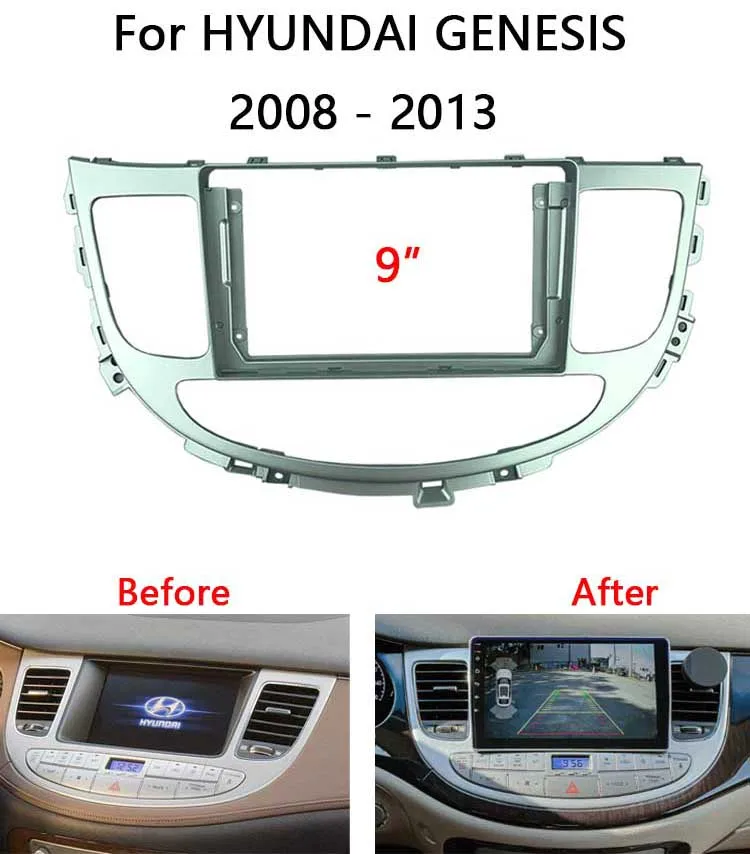 

9inch 2din Car Radio Plastic Fascia Panel Frame for Hyundai Genesis 2008~2012 car panel Dash Mount Kit