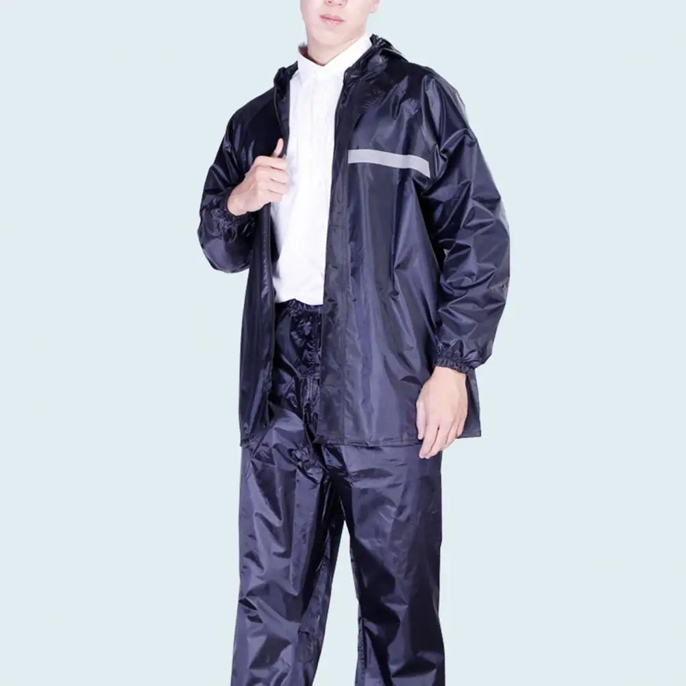 Double Layer Rain Jacket Pants Reflective Strip Hooded Windproof Rainwear Foldable Split Waterproof Raincoat Full Body Rain Suit