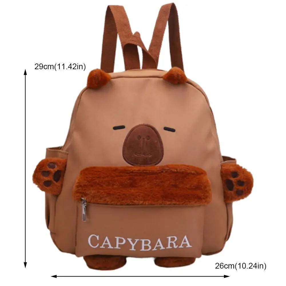 Saco de pelúcia de cobaia capivara mochila de pelúcia grande capacidade moda dos desenhos animados ombros saco de algodão bonito capivara saco de pelúcia