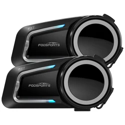 2 piezas Fodsports-auriculares de malla FX7 para casco de motocicleta, Auriculares Bluetooth para casco,10 Riders 2000M,Radio FM,Dual Bluetooth 5.4