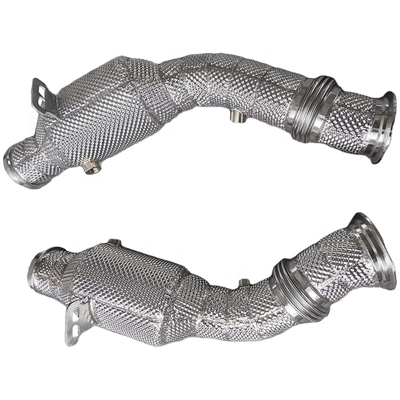 

Индивидуально для Mercedes-Benz AMG C43 E43 GLC43 2016-2023, высокопроизводительная водосточная труба из нержавеющей стали с большим потоком и теплозащитным экраном