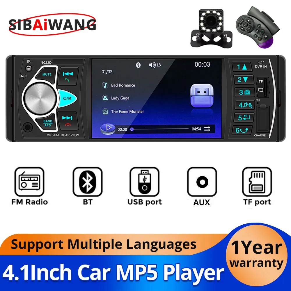 

Universal 1Din 4.1Inch Car Radio Multimedia MP5 Stereo Player IPS Screen Bluetooth FM Receiver AUX Video Output BT Radio