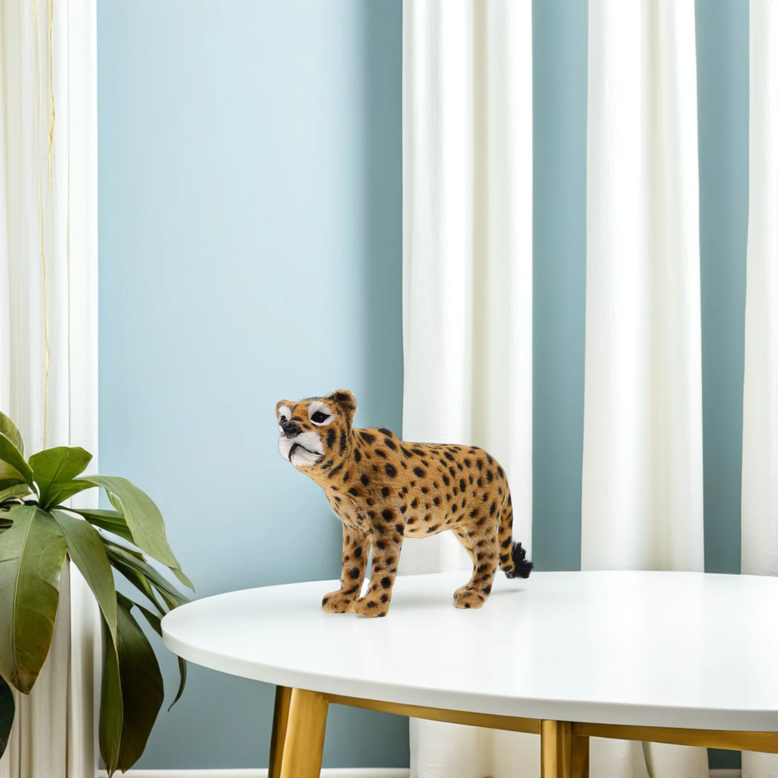 Decoración de leopardo, escultura realista de animales salvajes para escritorio de oficina, estantería, decoración de exhibición de arte para el hogar, cosas de leopardo bonitas