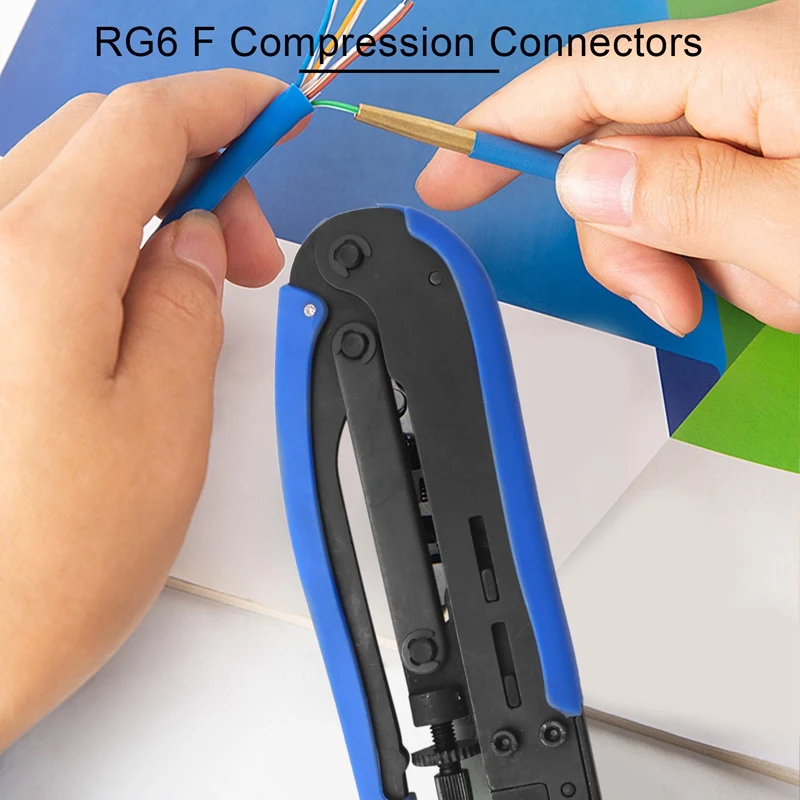 Promotion! Compression Tool Coax Cable Crimper Kit Adjustable Rg6 Rg59 Rg11 75-5 75-7 Coaxial Cable Stripper With 10 Pcs F Compr