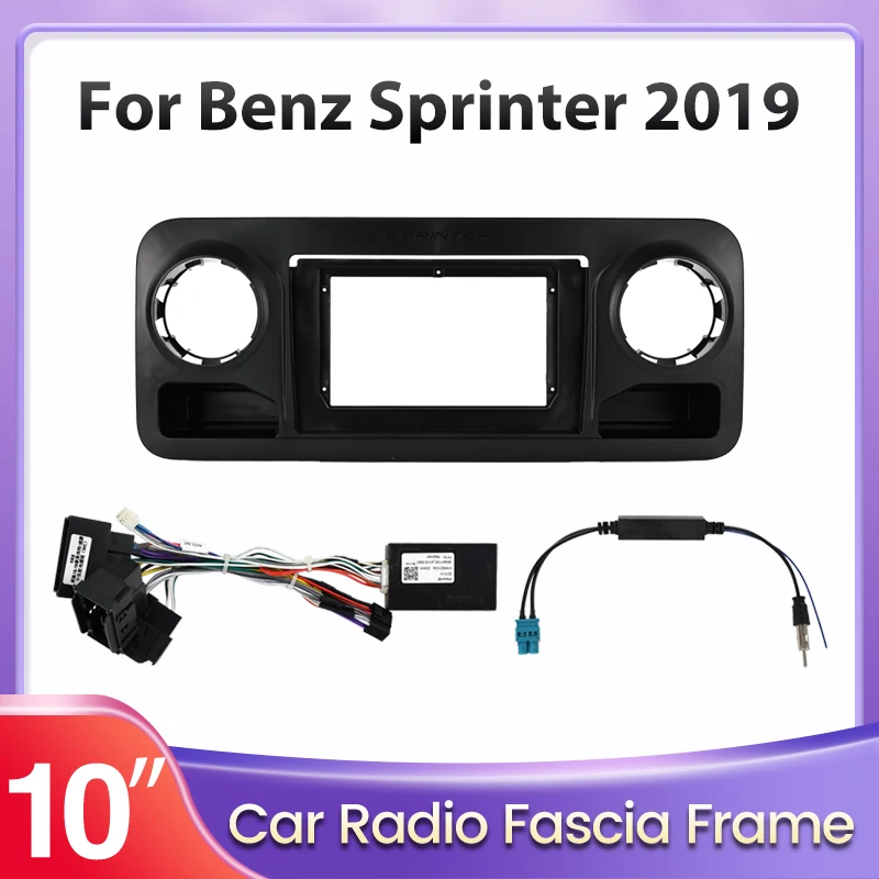 New Style 10 Inch Car Radio Fascia Frame For Benz Sprinter 2019 Dashboard Mounting Multimedia Screen Plastic Panel Frame Adapter