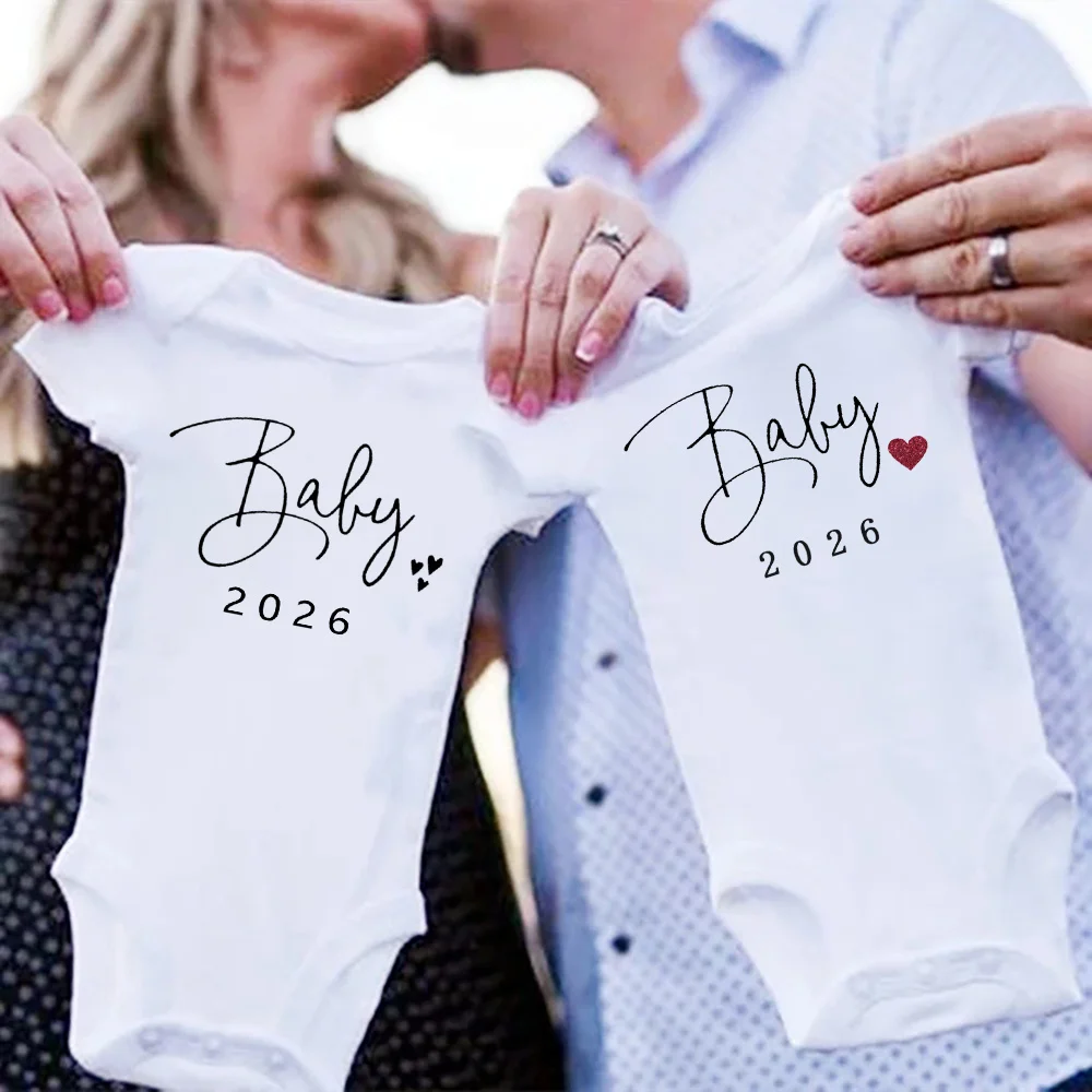 Baby Coming Soon 2026 Announcement Newborn Bodysuit Baby Romper Summer Boys Girls Outfits Body Pregnancy Reveal Clothes Jumpsuit