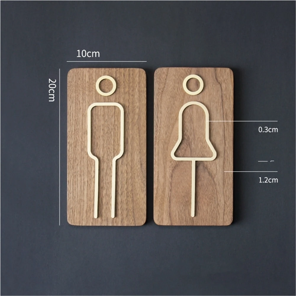 1pcs Creative Brass Toilet Logo Men's and Women's Toilet Doorplate Wash Room Sign Wc Plate Metal Signage Board