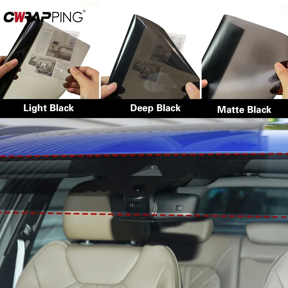 Car Sunshade Windshield Black Front Window Vinyl Sunshading Anti-uv Sticker Summer Film for Girly Idea Camping Auto Accessories