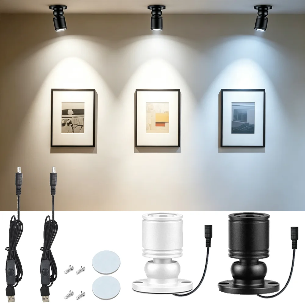 Rotatable Small Led Spotlight USB 5V Mini Ceiling Spot 3W Surface Mounted Downlight Showcase Pattern Showcase Light Room Decor