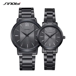 SINOBI-reloj de cuarzo de lujo para hombre y mujer, pulsera de acero, marca elegante