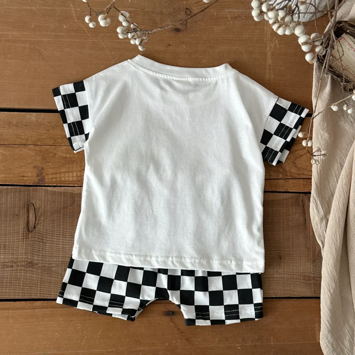 Pure Cotton Popular Design Baby Boys T-shirt Suit Summer Clothes Checkerboard Fashion Toddler Shorts Short Sleeve Set 0-3Y