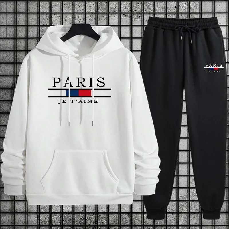 أزياء رجالي رياضية عارضة الطباعة بلوزات الشارع الشهير في الهواء الطلق الرياضة الركض ملابس رجالي قطعة واحدة هوديس السراويل #2