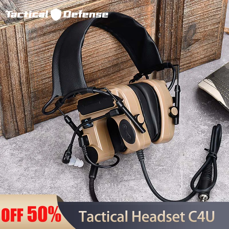 Tactical COMTAC IV Headset C4U Pickup Noise Anti-Noise Headphone Outdoor Battle Communicate Earphone Vacuum Catheter Earplug