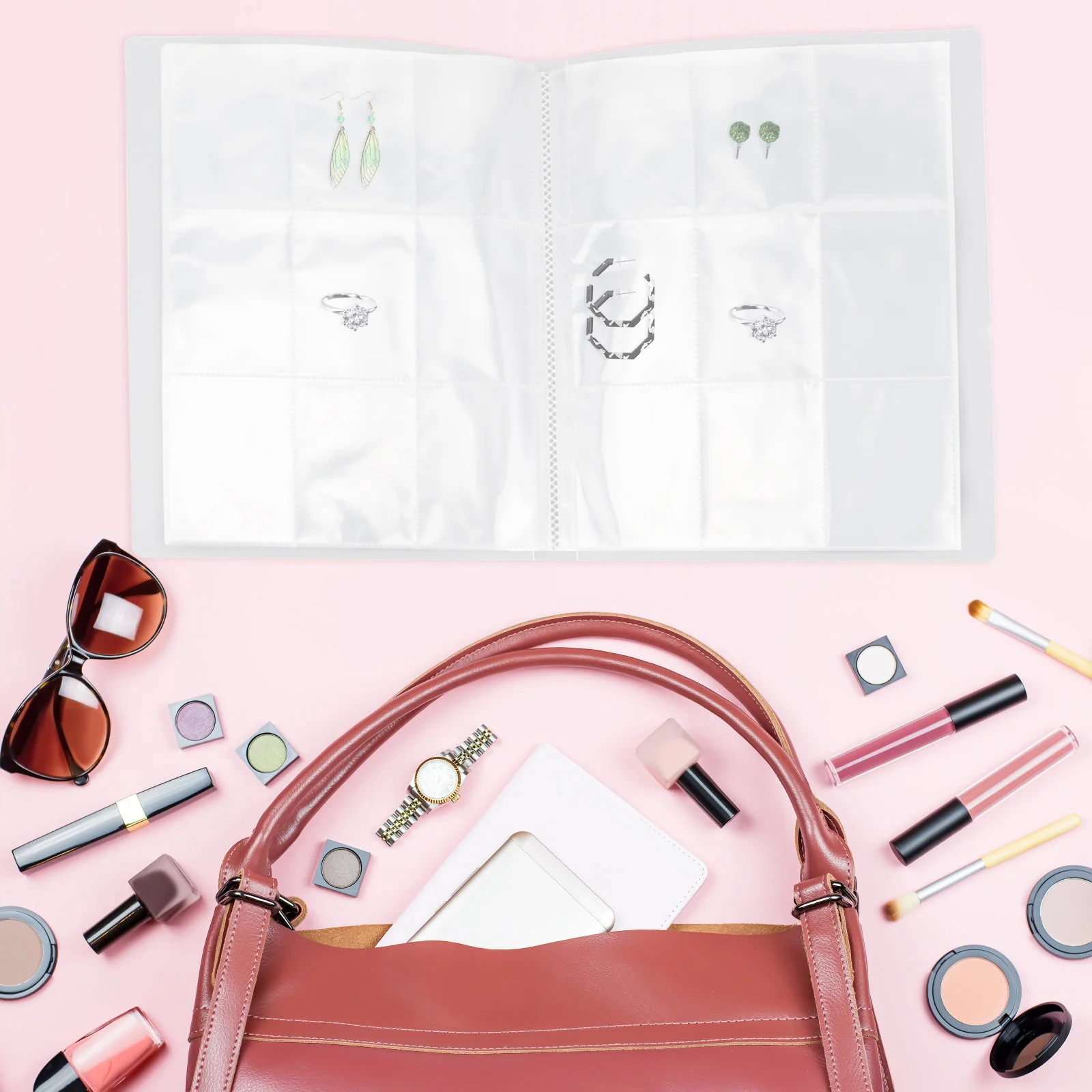 

Jewelry Storage Book Portable Compact Jewelry Organizer for Travel Keepsake with Dustproof Waterproof Protection Small Size Fits