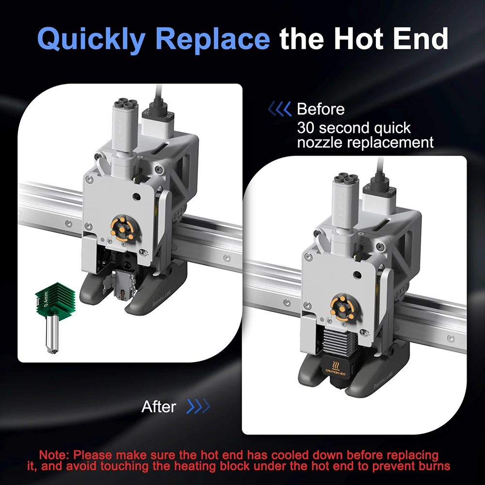Für Bambu Lab A2L A1 Mini Hotend-Kit, verbesserte einteilige Wolframkarbidstahl-Düse, Hot-End für Bambulab A1 3D-Druckerteile – Detail 8