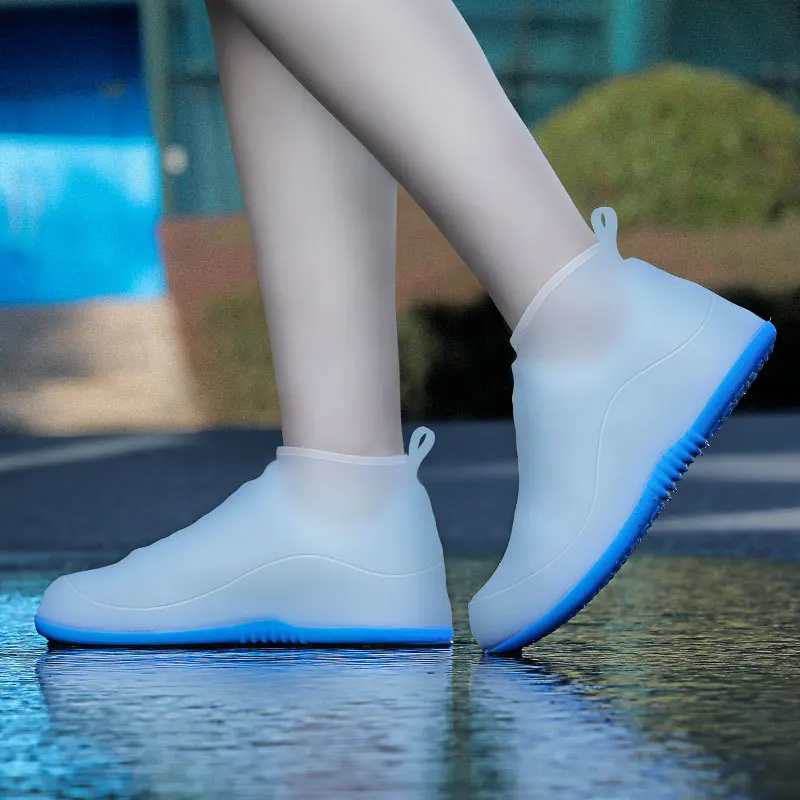 Высокие силиконовые водонепроницаемые бахилы, противоскользящие и износостойкие чехлы от дождя для мужчин и женщин, утолщенный дизайн